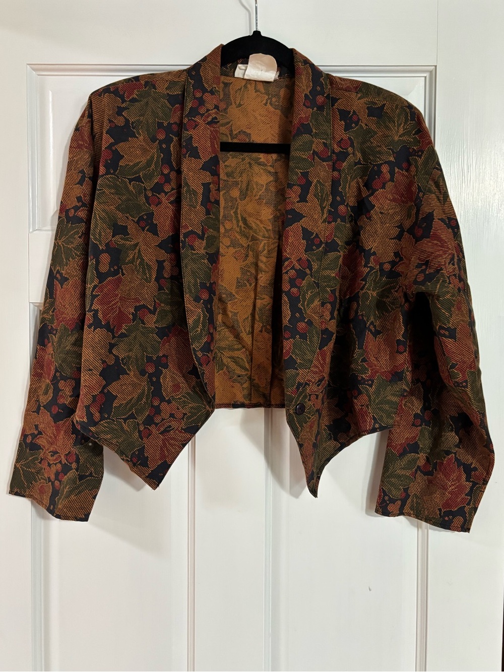 Cropped Floral Jacket in Rust and Olive